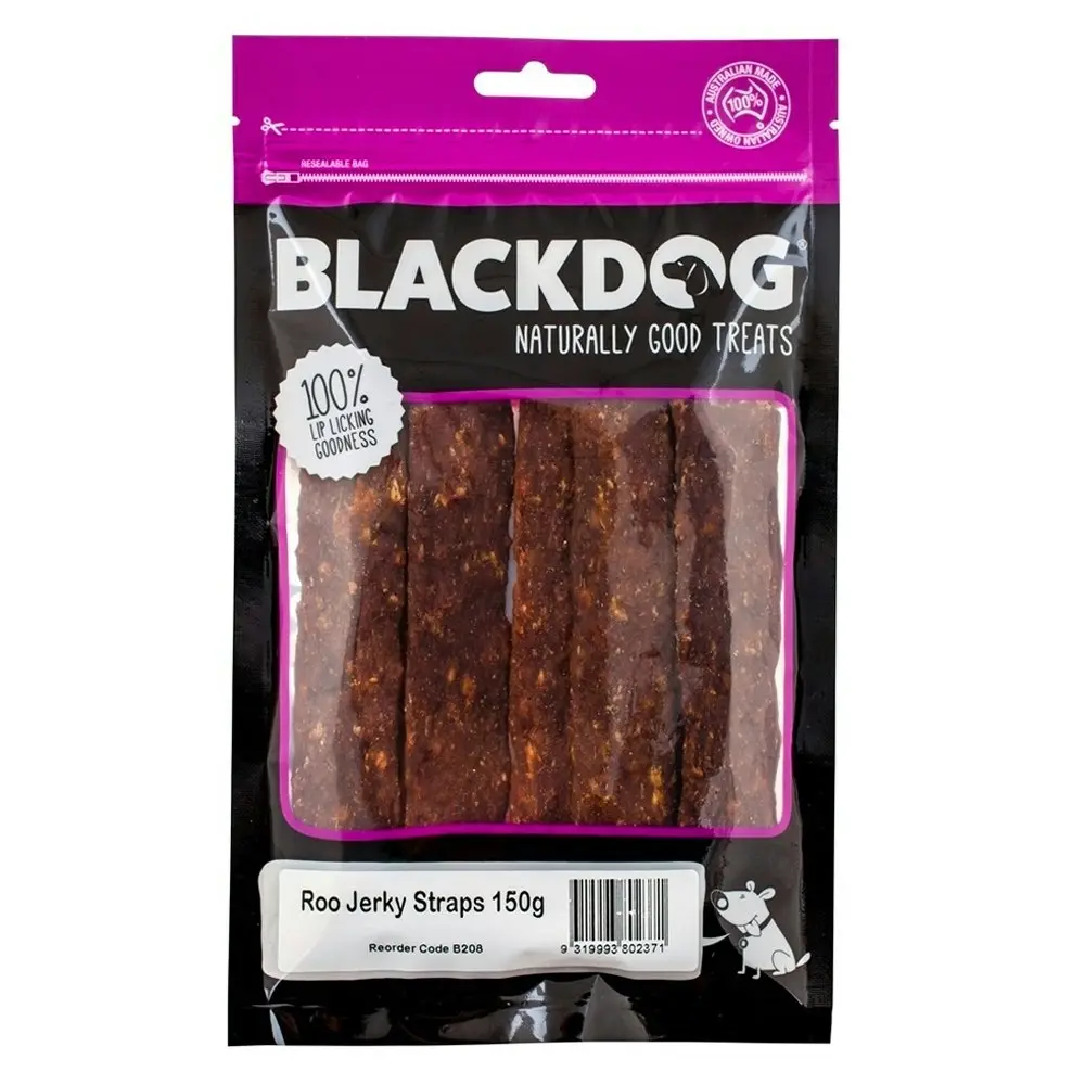 2x Blackdog Pet Chewy Low Fat/Salt Kangaroo Meat Jerky Straps Dog Treats/Snacks