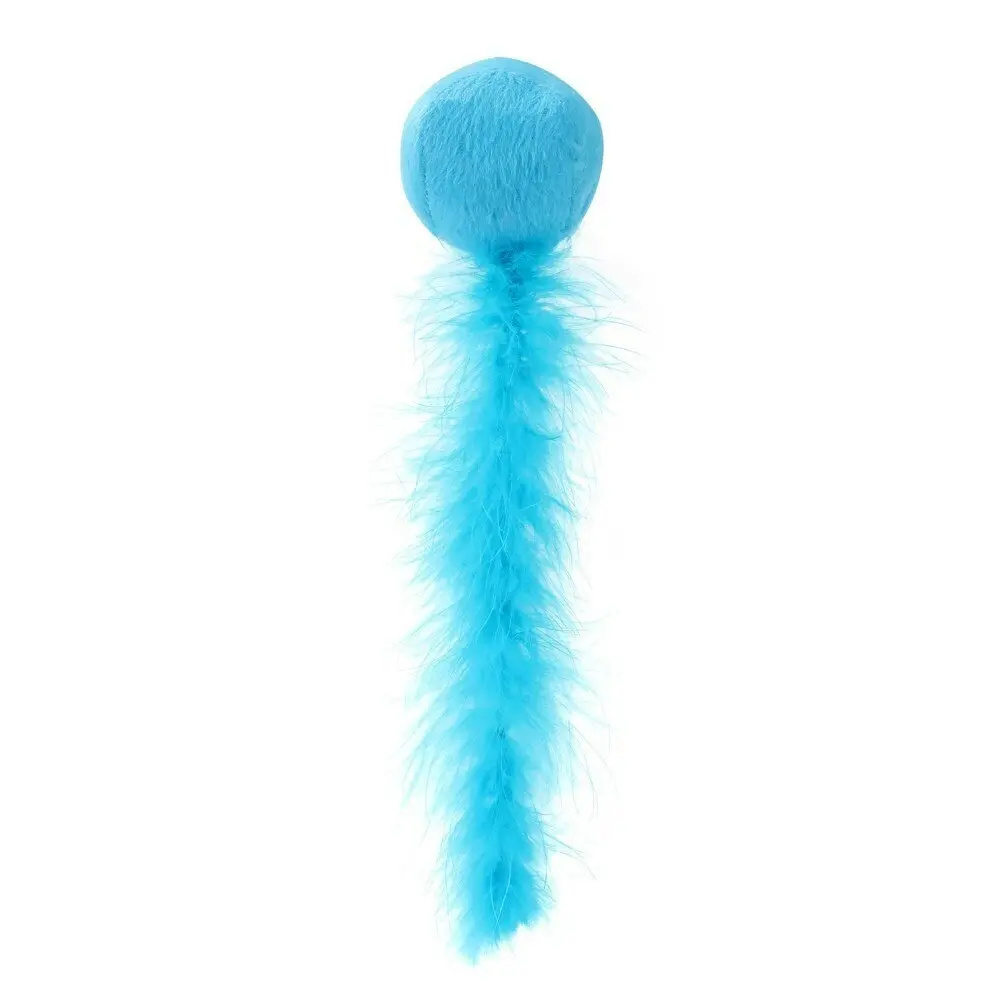 2x Paws & Claws 20cm Plush Catnip Ball Interactive Cat Toy w/ Feather Tail Asstd