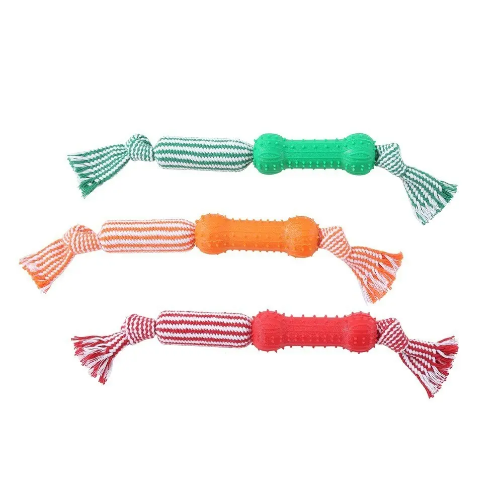 Paws & Claws 43cm Dental Tugger Dog/Pet Toy TPR Bone + Braided Rope Assorted