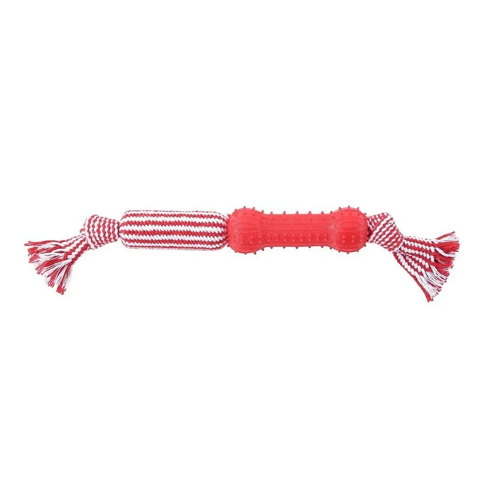 Paws & Claws 43cm Dental Tugger Dog/Pet Toy TPR Bone + Braided Rope Assorted