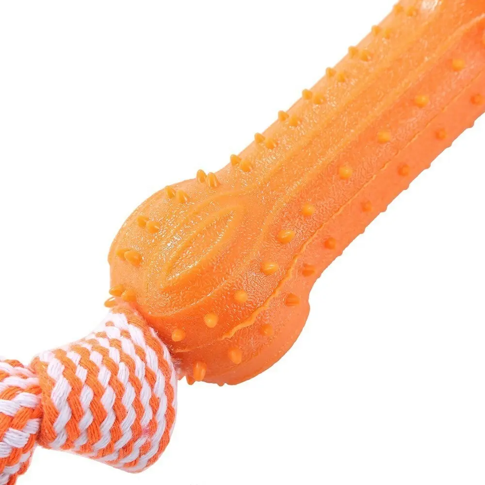 Paws & Claws 43cm Dental Tugger Dog/Pet Toy TPR Bone + Braided Rope Assorted