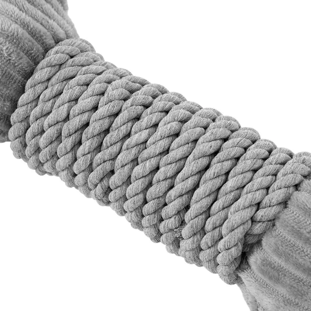 2x Paws & Claws 30x14cm Roped-Up Plush Bone Squeaker Pet/Dog Fun Play Toy Grey