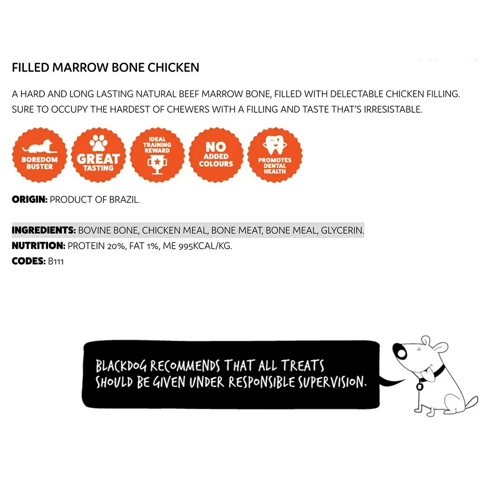 Blackdog Chicken Filled Beef Bone Dog Treat Healthy Food/Snack Training Reward