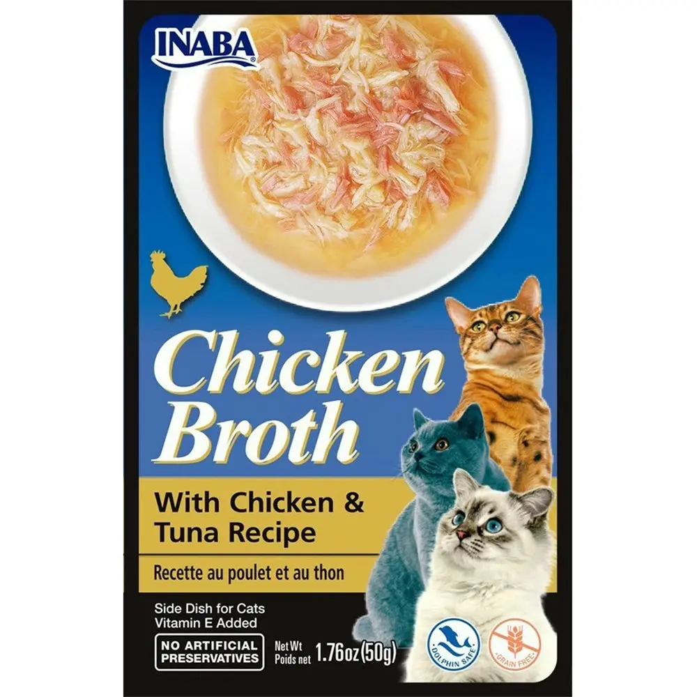 6PK INABA 50g Chicken Broth & Tuna Natural Flavour Cat/Kitten Pet Food/Meal Pack