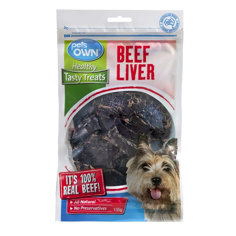 3x Pets Own Healthy Tasty Beef Liver Natural Dog/Pet Chews//Snacks/Rewards 135g