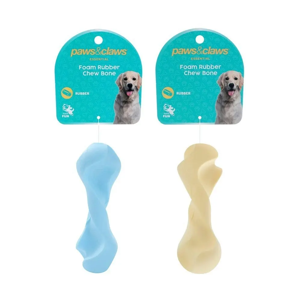 6x Paws & Claws 12.5cm Rubber Chew Bone Pet Dog Interactive Toy Assorted