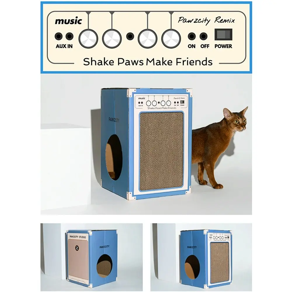 Pawzcity 45cm Cardboard Vintage Speaker Cat/Kitten Scratching House B Pet Box