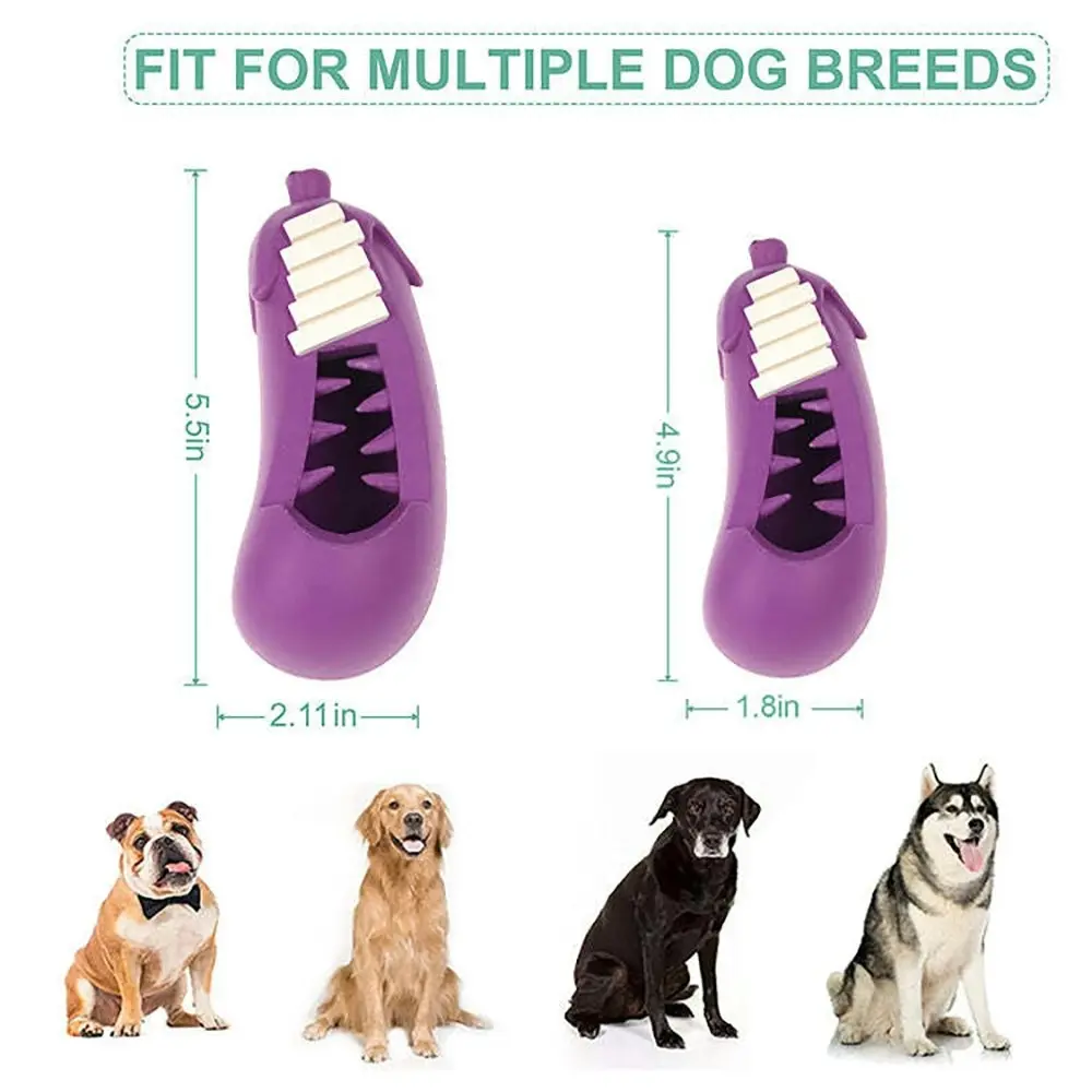 2x Petopia Ultra Tough 12cm Rubber Stuffed Eggplant Dog Toy Treat Small Violet