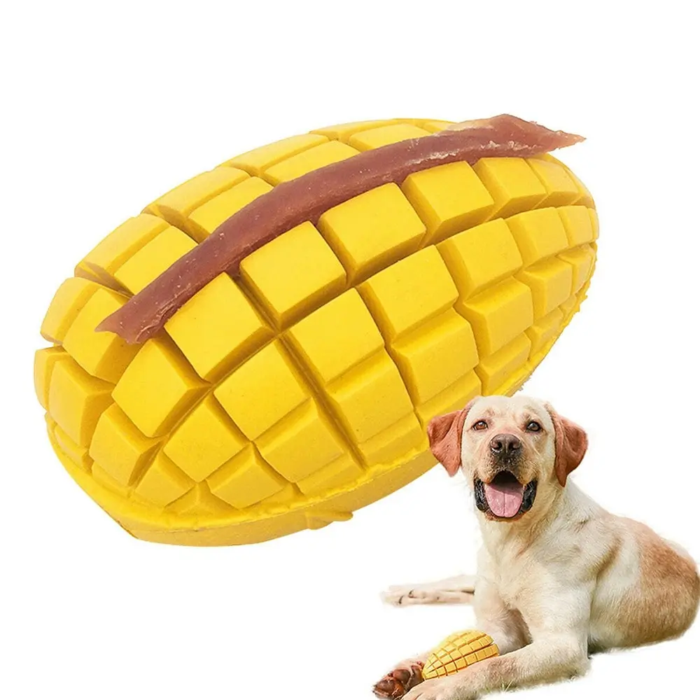 2x Petopia Ultra Tough 11cm Rubber Mango Magic Dog Toy Chew Treat Small Yellow