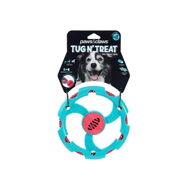 4x Paws And Claws Tug N' Treat TPR Rubber Dog Toy 16x16x6cm Assorted Designs