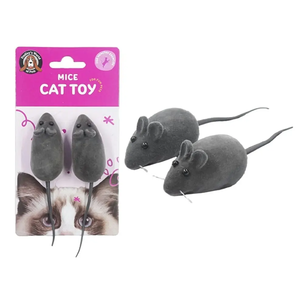 2pc Dudley's World Of Pets Mouse Interactive Rattle Squeaker Cat Pet Play Toy