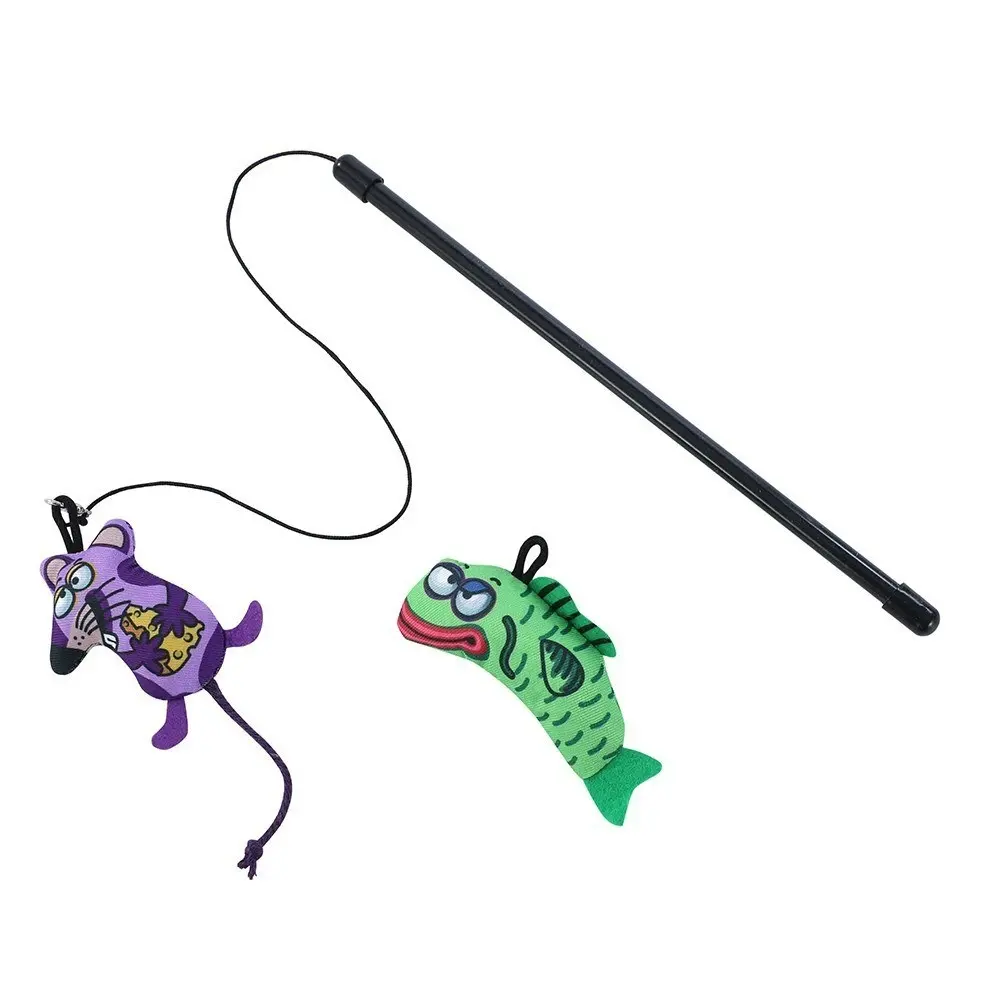 3x Paws & Claws Swap/Swish Changeable Dangler Cat Play Toy w/ 25.5cm Mouse/Fish