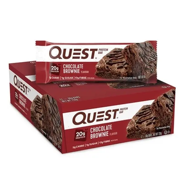 12pc Quest 60g High Protein Chewy Bar Healthy Snack Diet Treat Chocolate Brownie