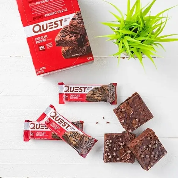 12pc Quest 60g High Protein Chewy Bar Healthy Snack Diet Treat Chocolate Brownie