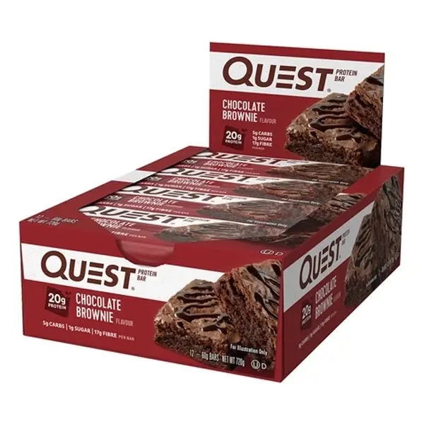 12pc Quest 60g High Protein Chewy Bar Healthy Snack Diet Treat Chocolate Brownie