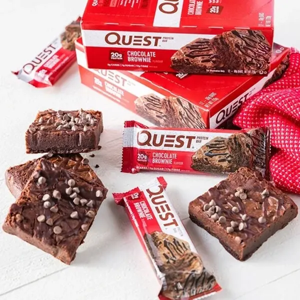 12pc Quest 60g High Protein Chewy Bar Healthy Snack Diet Treat Chocolate Brownie