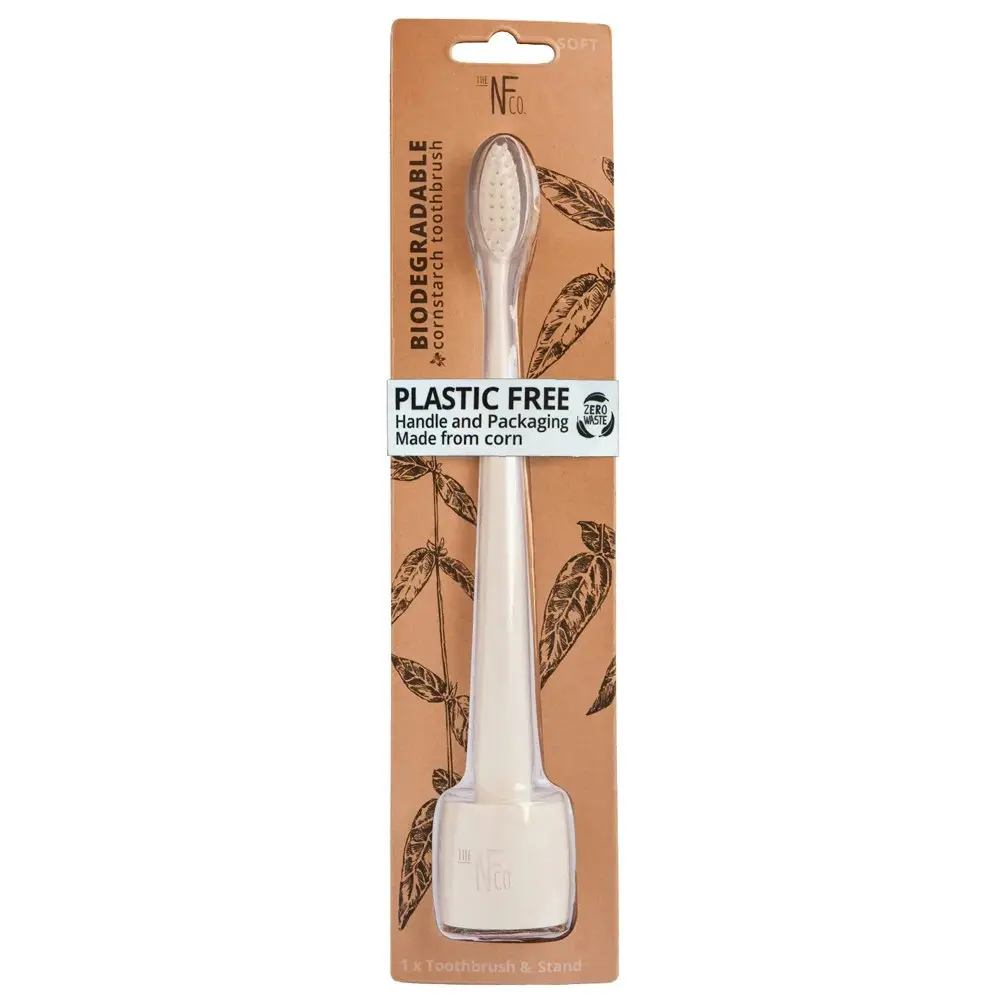 2x Nfco Bio Soft-Bristles Toothbrush w/Stand Oral Hygiene Care Ivory Desert