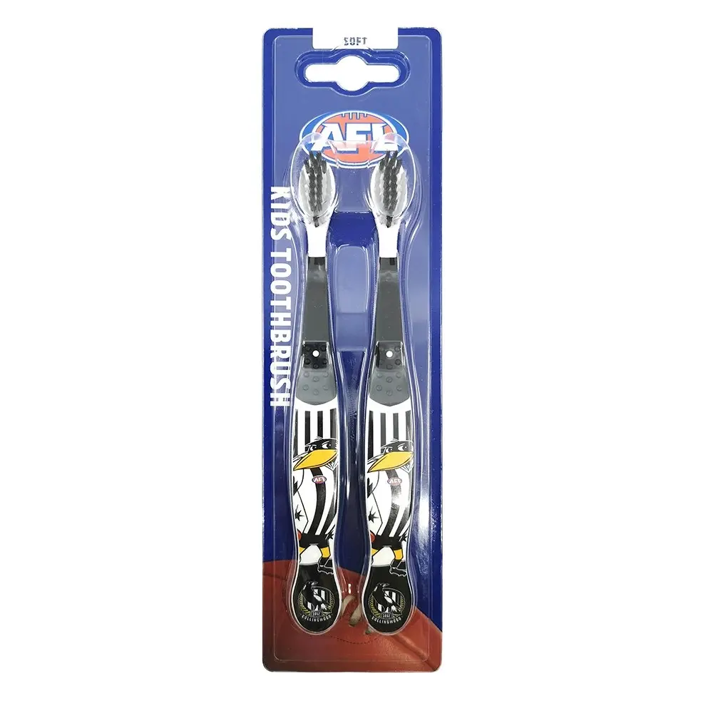 10pc AFL Mascot Kids/Children Soft Bristles Toothbrush Collingwood Magpies 3y+