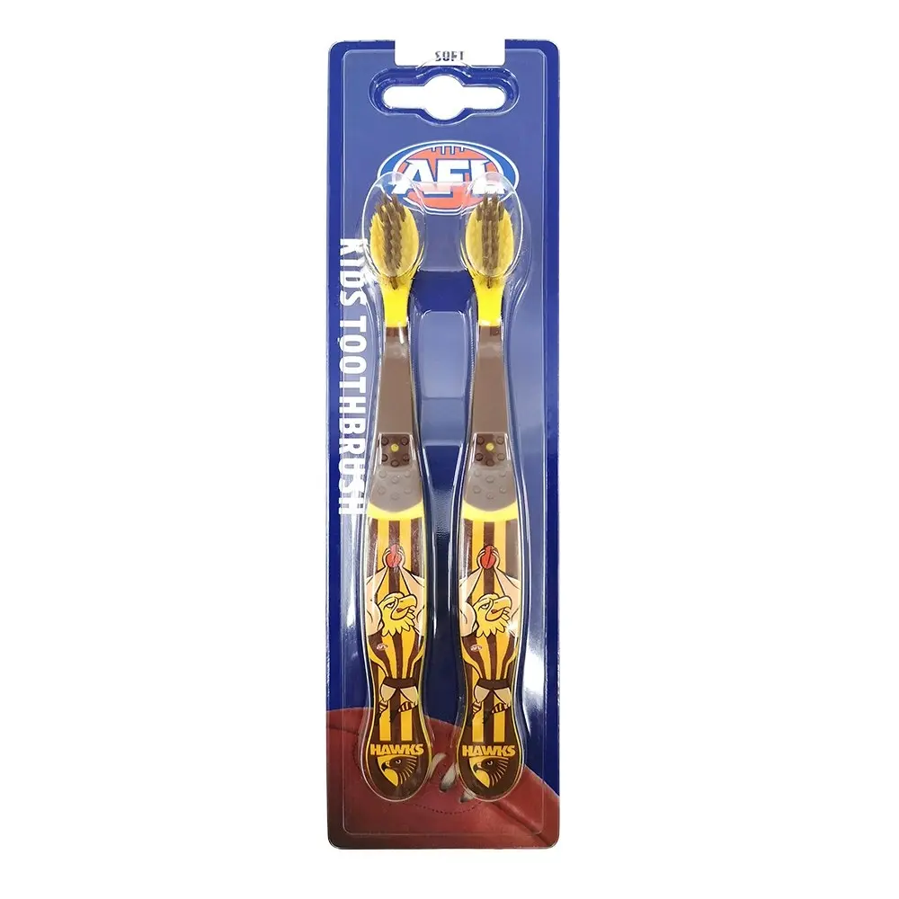 10pc AFL Mascot Kids/Children Soft Bristles Toothbrush Hawthorn Hawks 3y+