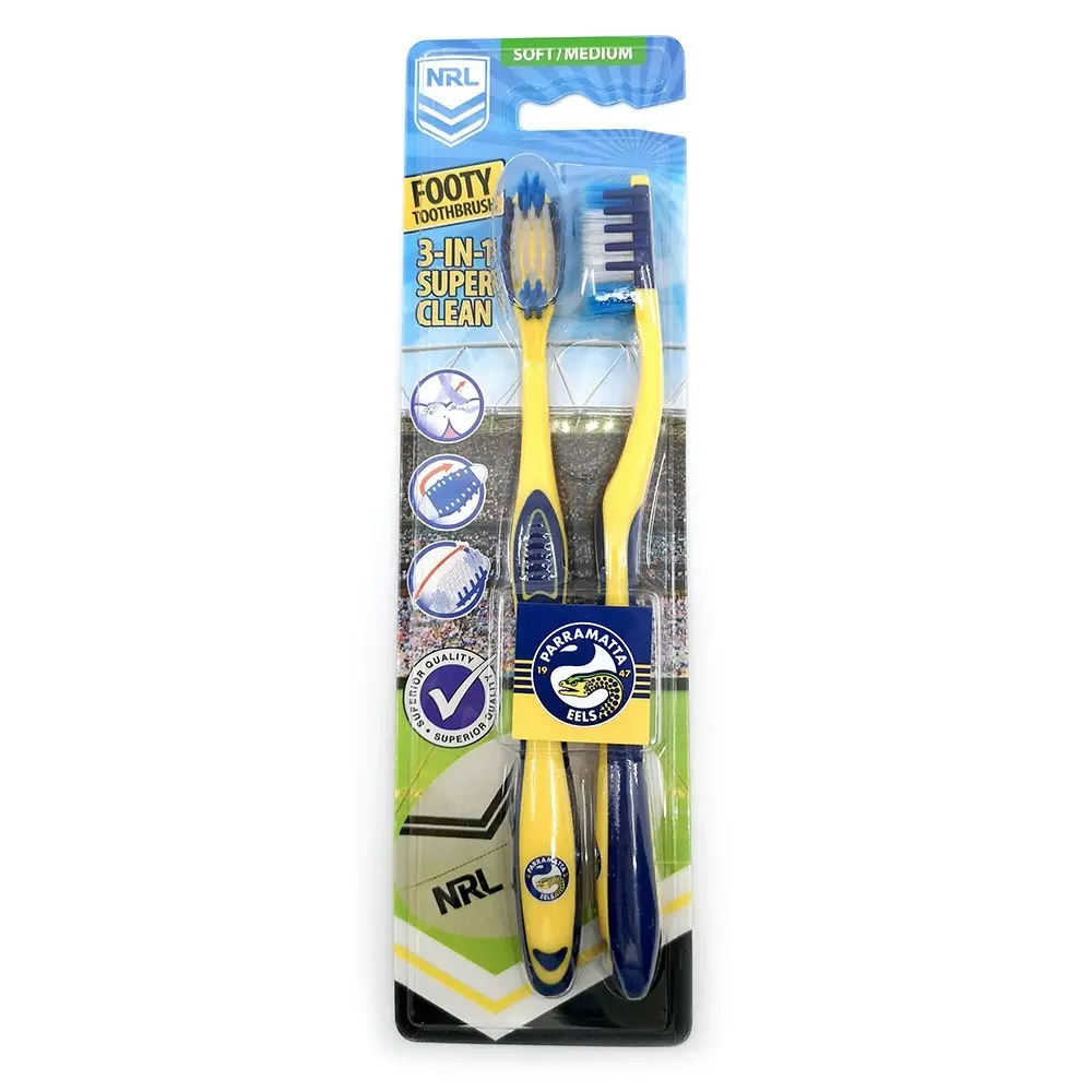 6pc NRL Parramatta Eels Soft/Medium Toothbrush Kids/Adults Oral Care 6y+