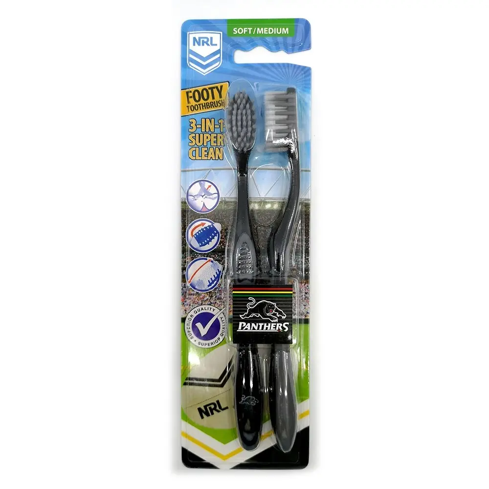 6pc NRL Penrith Panthers Soft/Medium Toothbrush Kids/Adults Oral Care 6y+