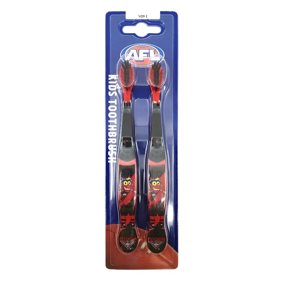 10pc AFL Mascot Kids/Children Soft Bristles Toothbrush Essendon Bombers 3y+