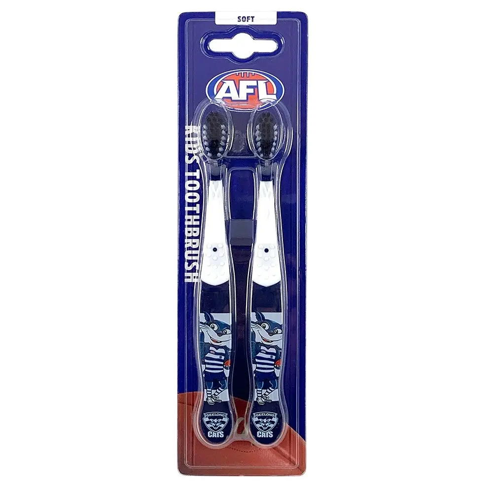 10pc AFL Mascot Kids/Children Soft Bristles Toothbrush Geelong Cats 3y+