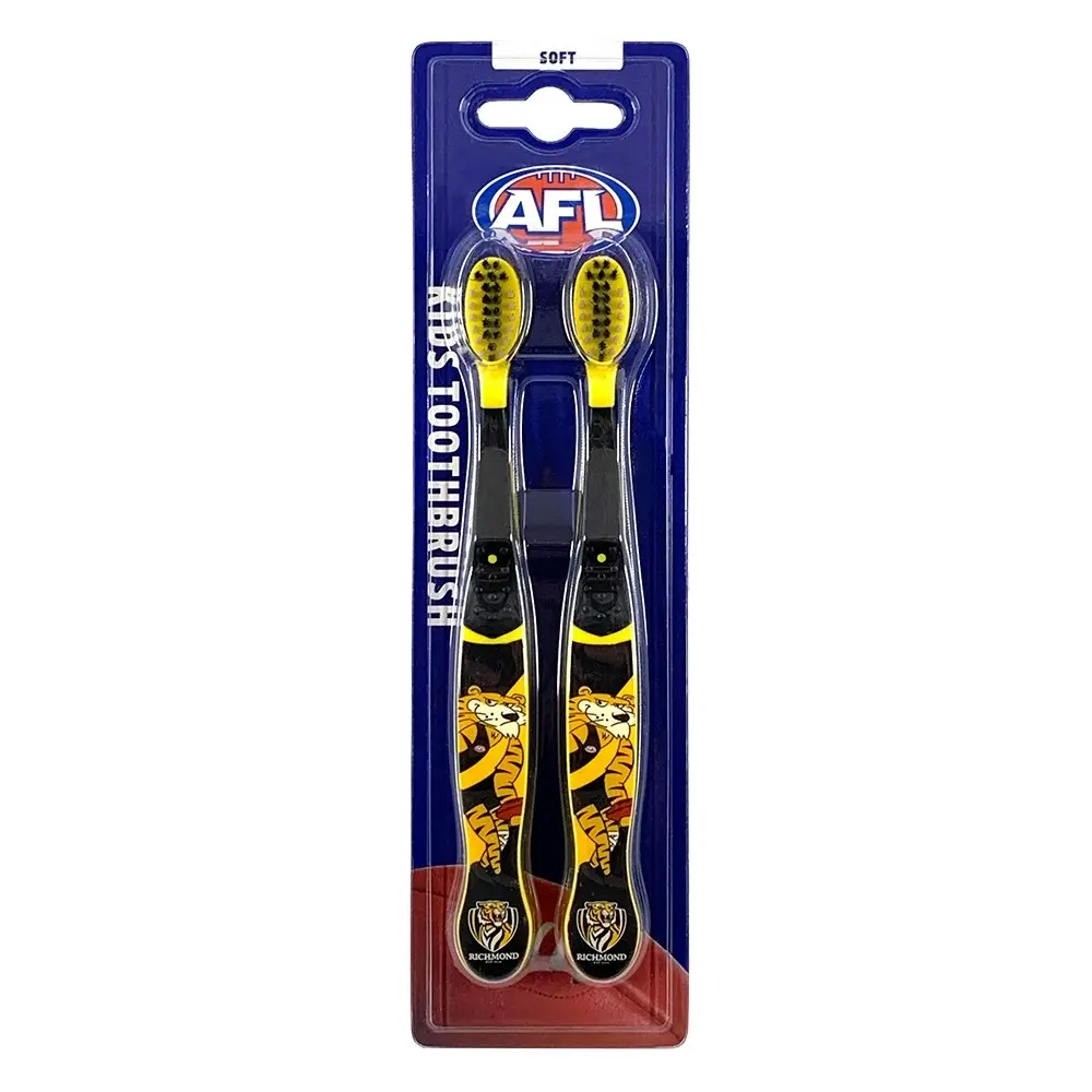 10pc AFL Mascot Kids/Children Soft Bristles Toothbrush Richmond Tigers 3y+