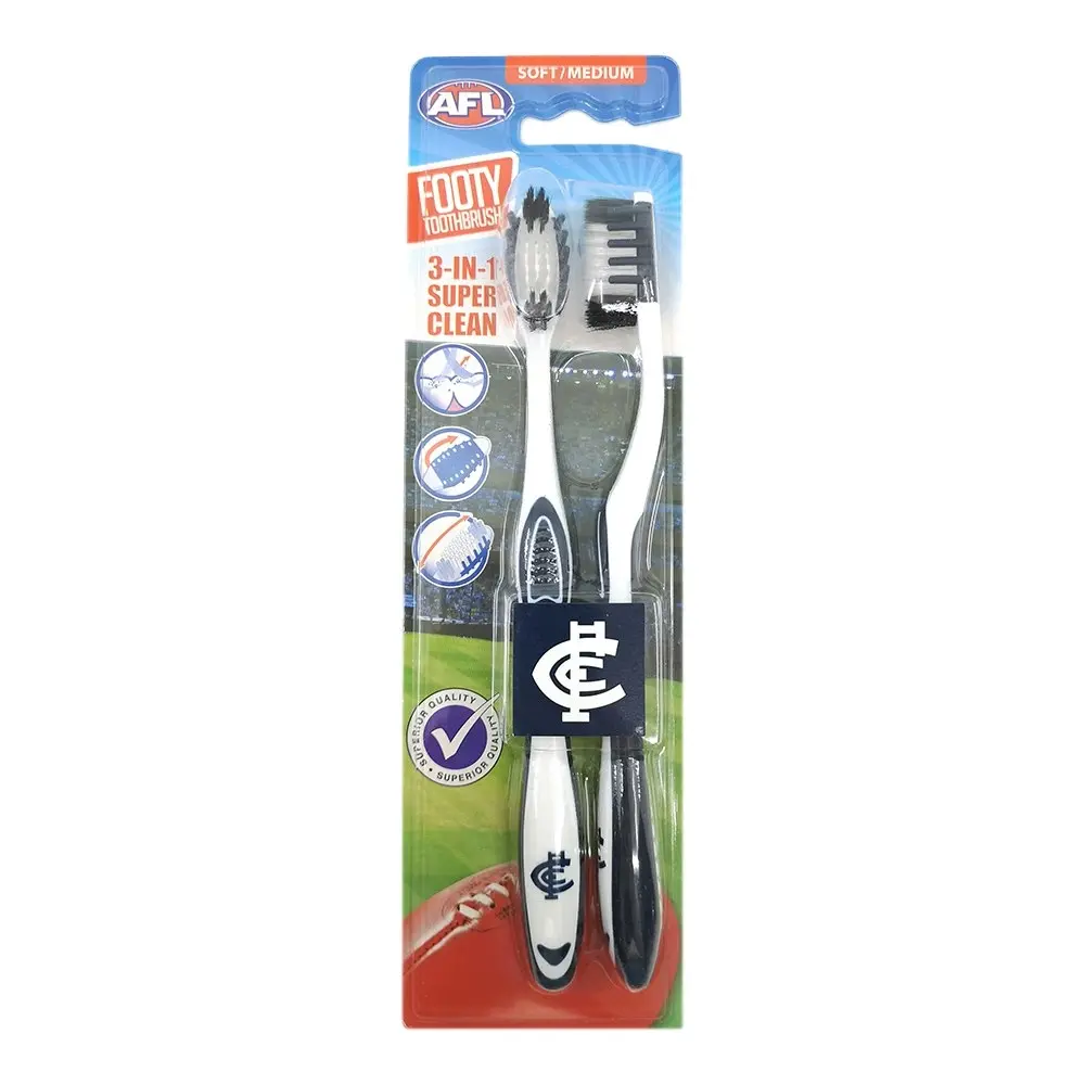 6pc AFL Soft/Medium Toothbrush Oral Care Carlton Blues Kids/Adults 6y+