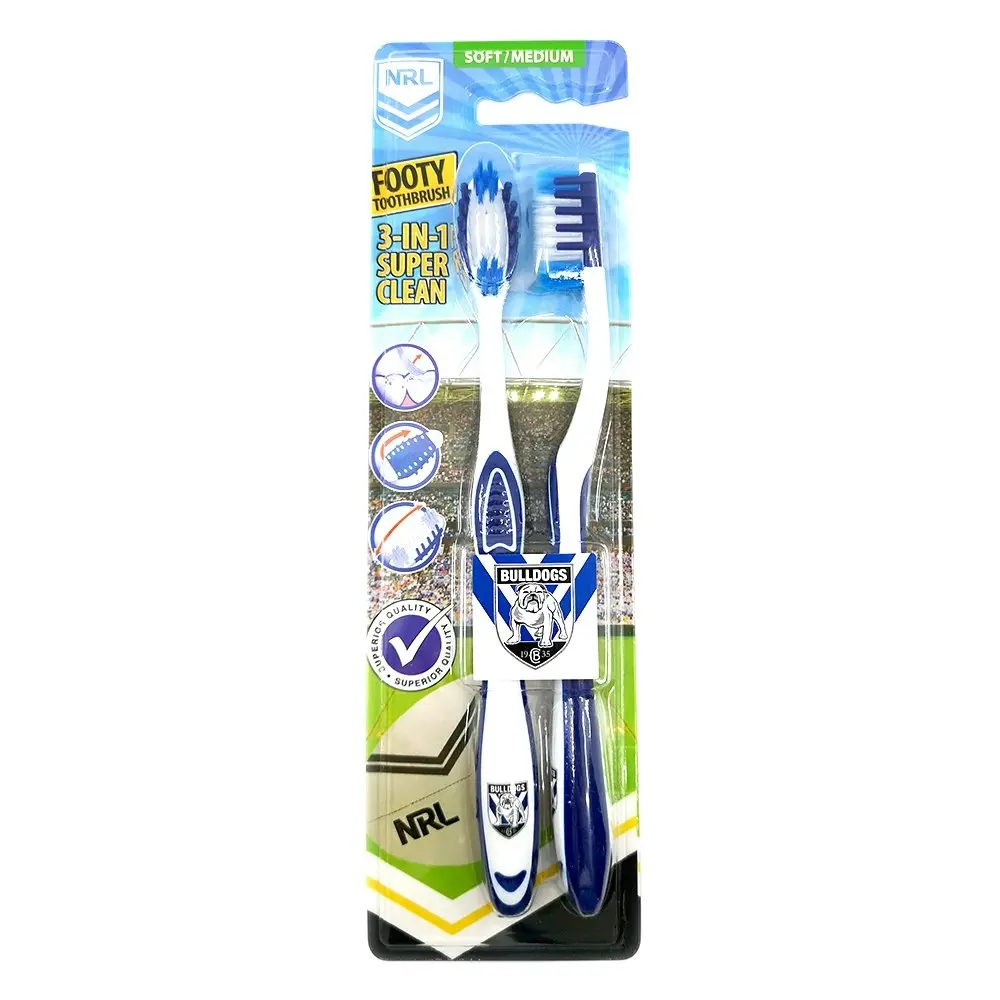 6pc NRL Canterbury Bulldogs Soft/Medium Toothbrush Kids/Adults Oral Care 6y+