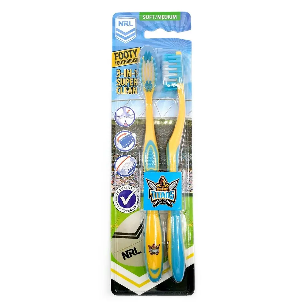 6pc NRL Gold Coast Titans Soft/Medium Toothbrush Kids/Adults Oral Care 6y+