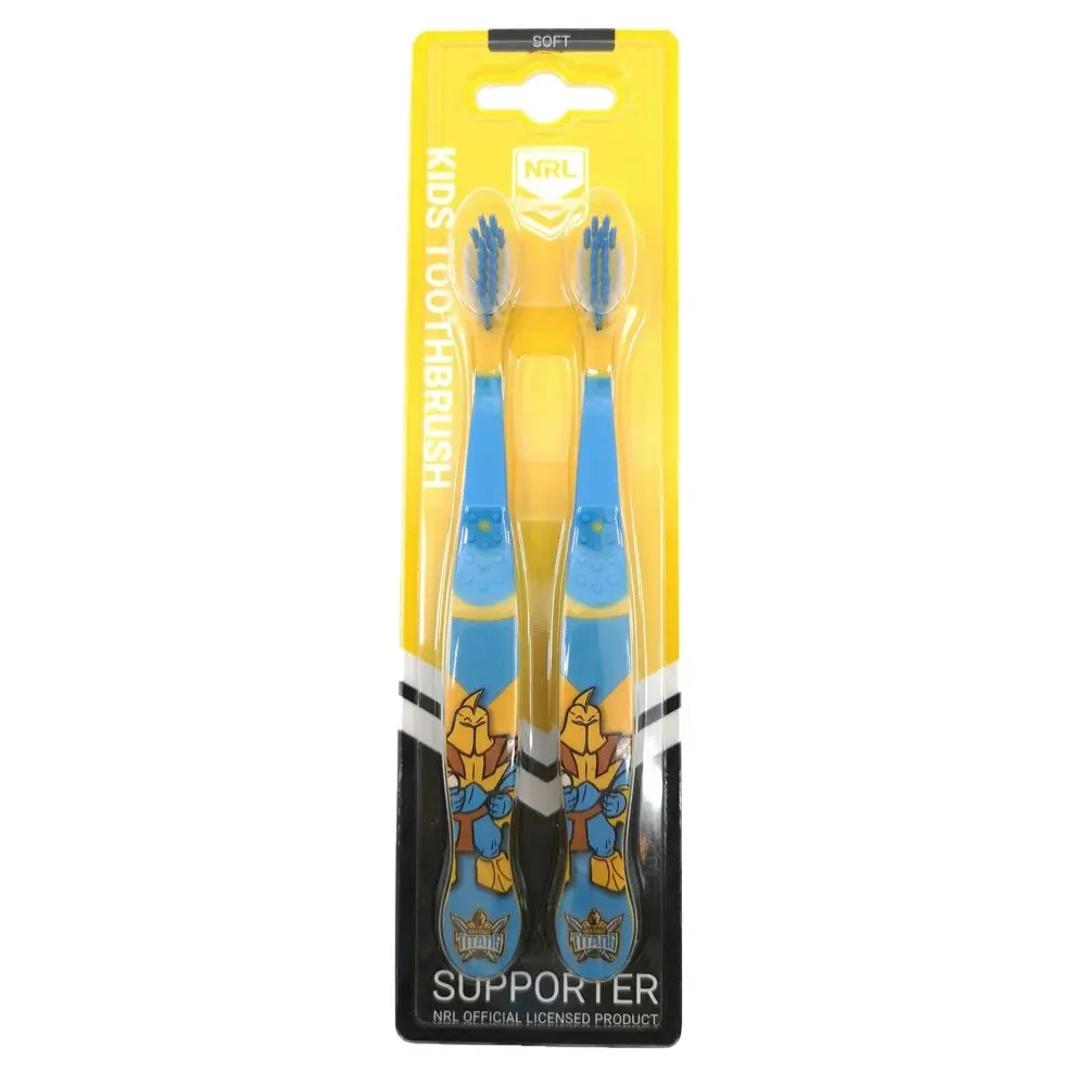 10pc NRL Mascot Gold Coast Titans  Kids/Toddler Soft Bristles Toothbrush 3y+