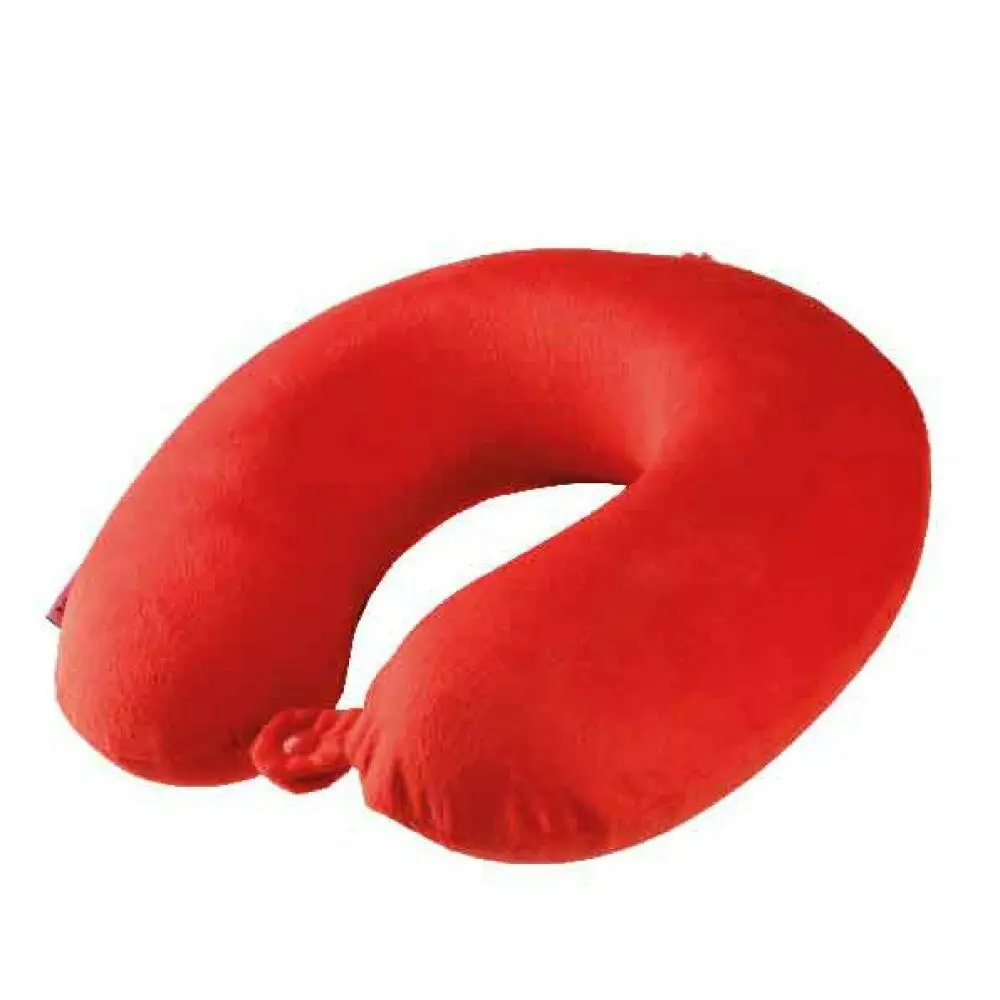 Laser Memory Foam Neck Travel Pillow Sleeping Support w/ Washable Cover Red