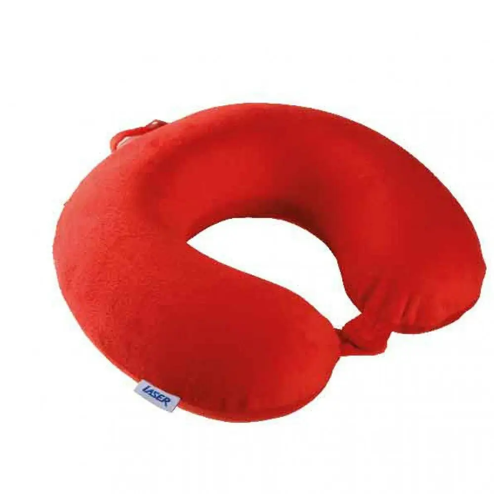 Laser Memory Foam Neck Travel Pillow Sleeping Support w/ Washable Cover Red