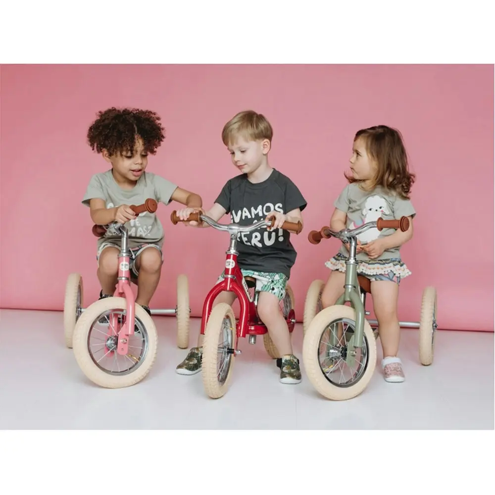 Trybike Pink Vintage 3-Wheel 86cm Balance Bike/Bicycle Kids/Toddler Ride On 18m+