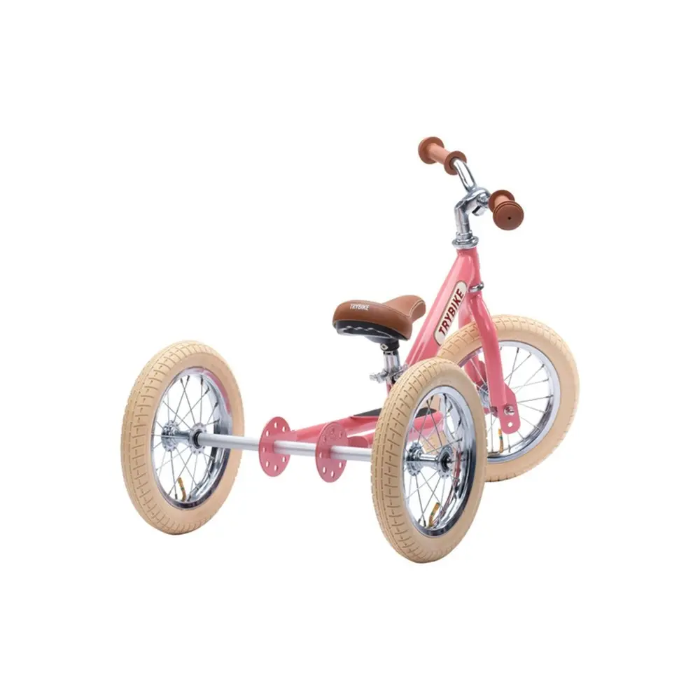 Trybike Pink Vintage 3-Wheel 86cm Balance Bike/Bicycle Kids/Toddler Ride On 18m+