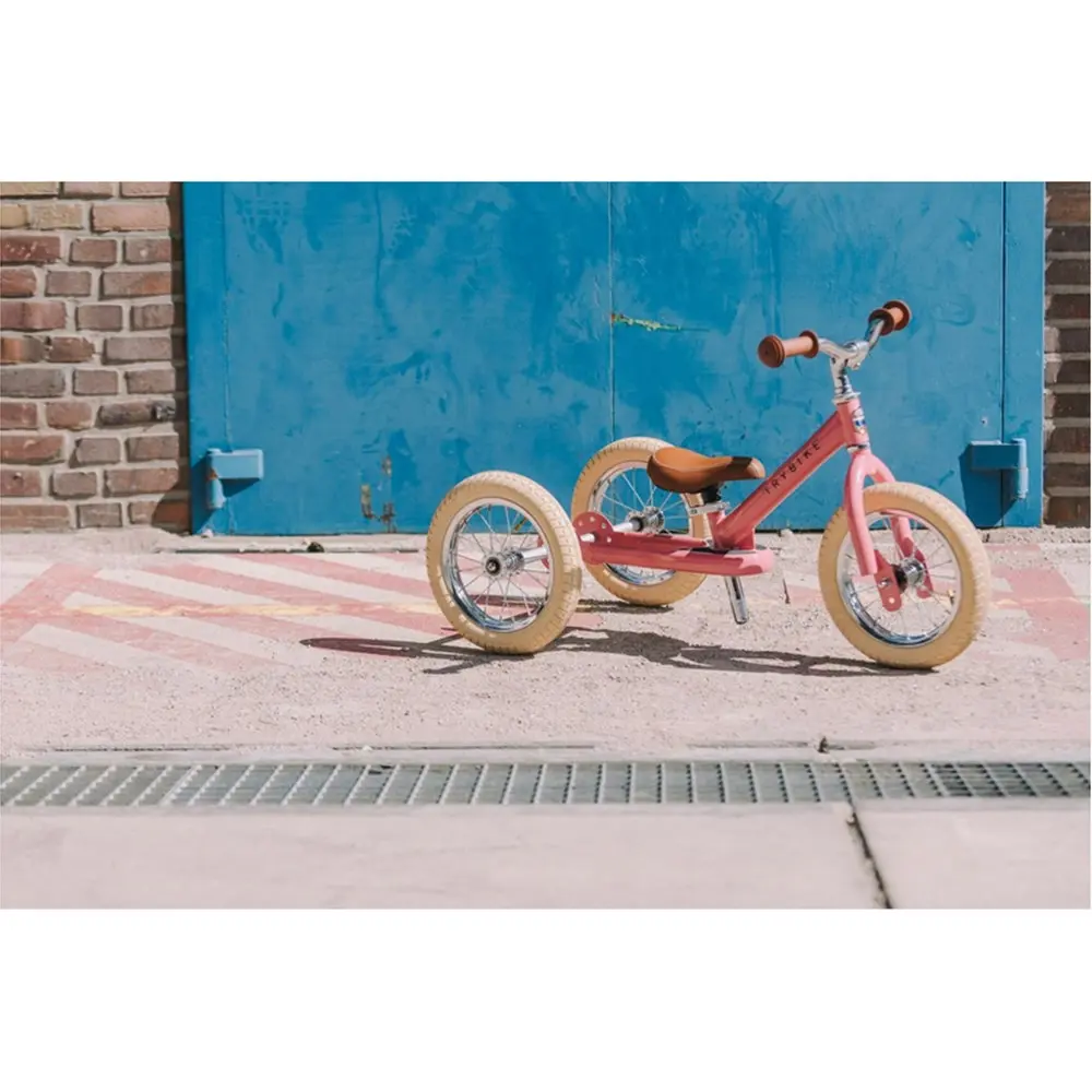 Trybike Pink Vintage 3-Wheel 86cm Balance Bike/Bicycle Kids/Toddler Ride On 18m+