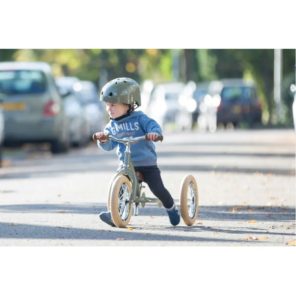 Trybike Vintage 3-Wheel Balance Bike w/Cream Tyres Ride-On Kids/Toddler 18m+ GRN