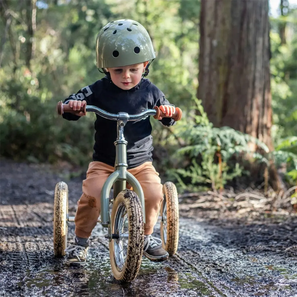 Trybike Vintage 3-Wheel Balance Bike w/Cream Tyres Ride-On Kids/Toddler 18m+ GRN