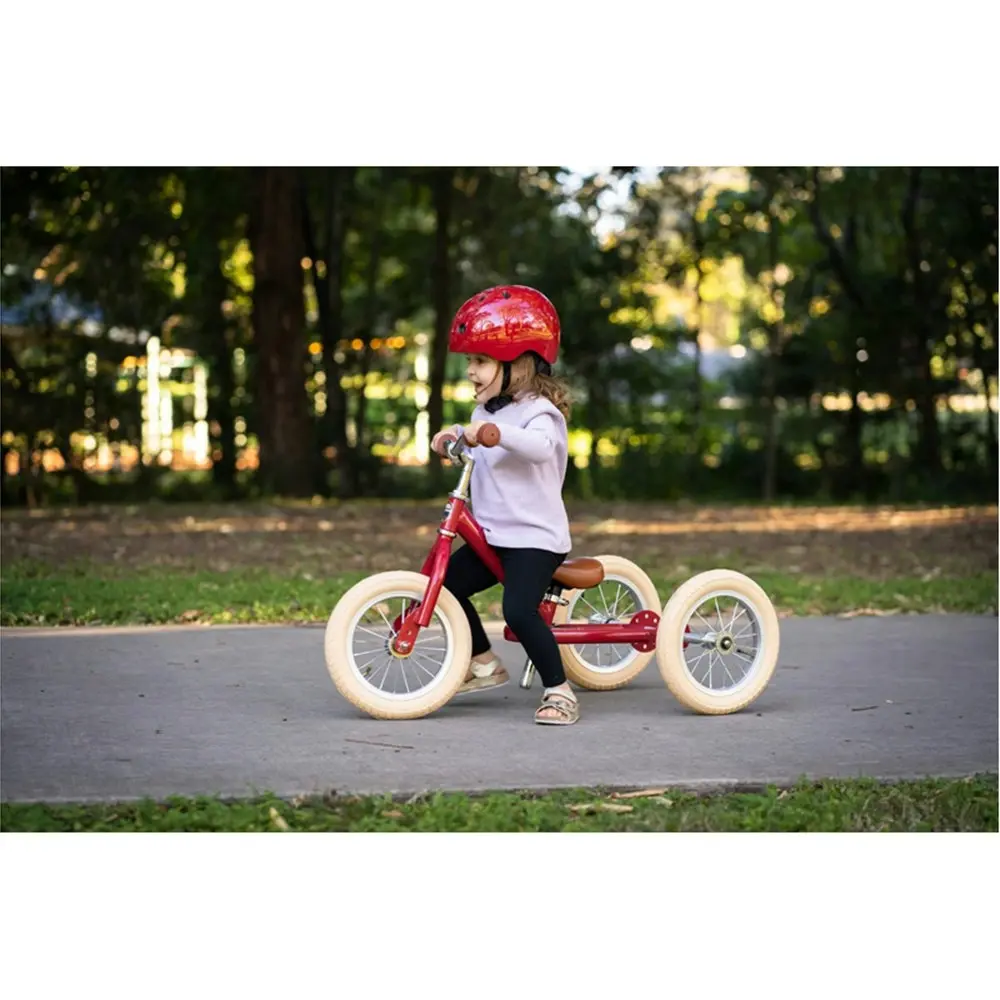 Trybike Vintage 3-Wheel Balance Bike w/Cream Tyres Ride-On Kids/Toddler 18m+ Red