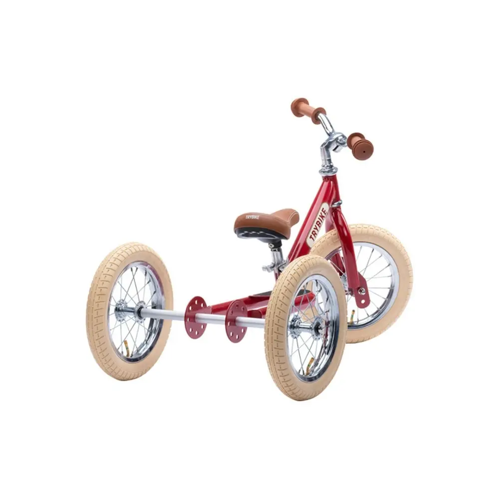 Trybike Vintage 3-Wheel Balance Bike w/Cream Tyres Ride-On Kids/Toddler 18m+ Red