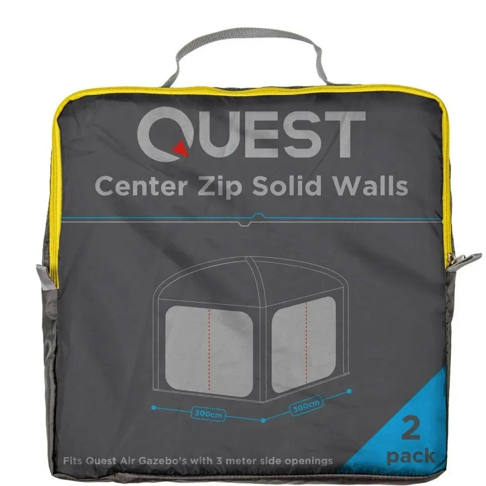 Quest 2-Solid Wall UPF50+ Gazebo Kit w/ Carry Bag Outdoor Sun Shade White/Grey