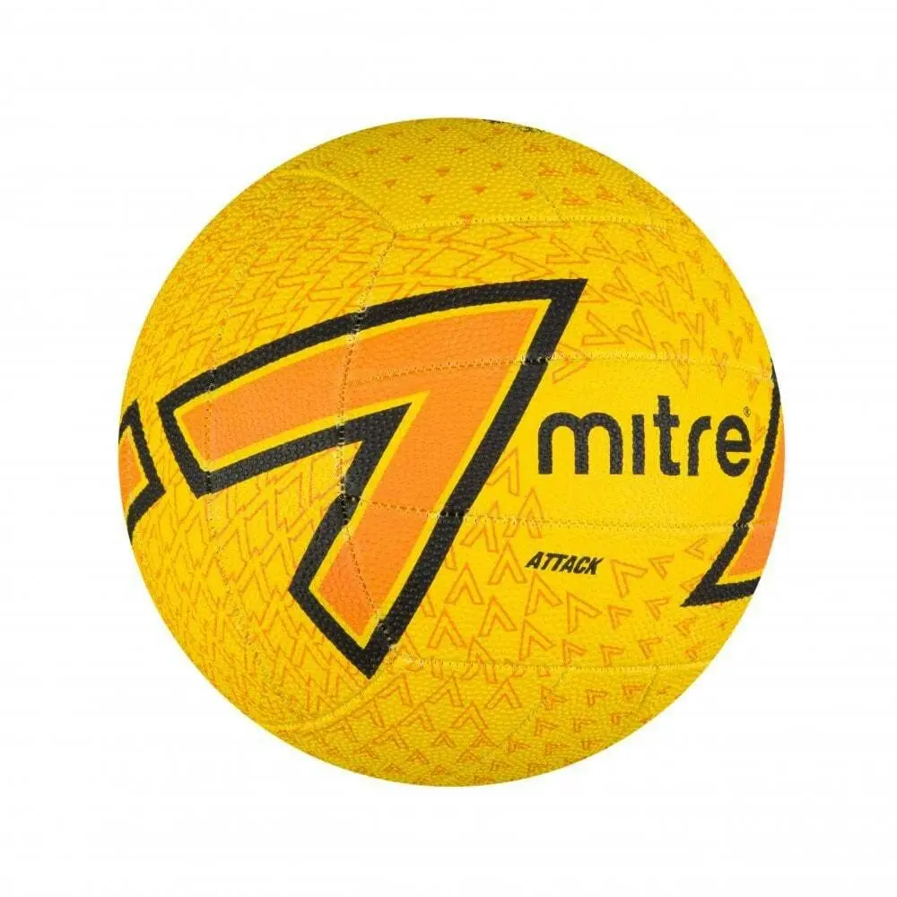 Mitre Attack F18P Training Grade Netball Hand Stitch Yellow/Orange/Black Size 5