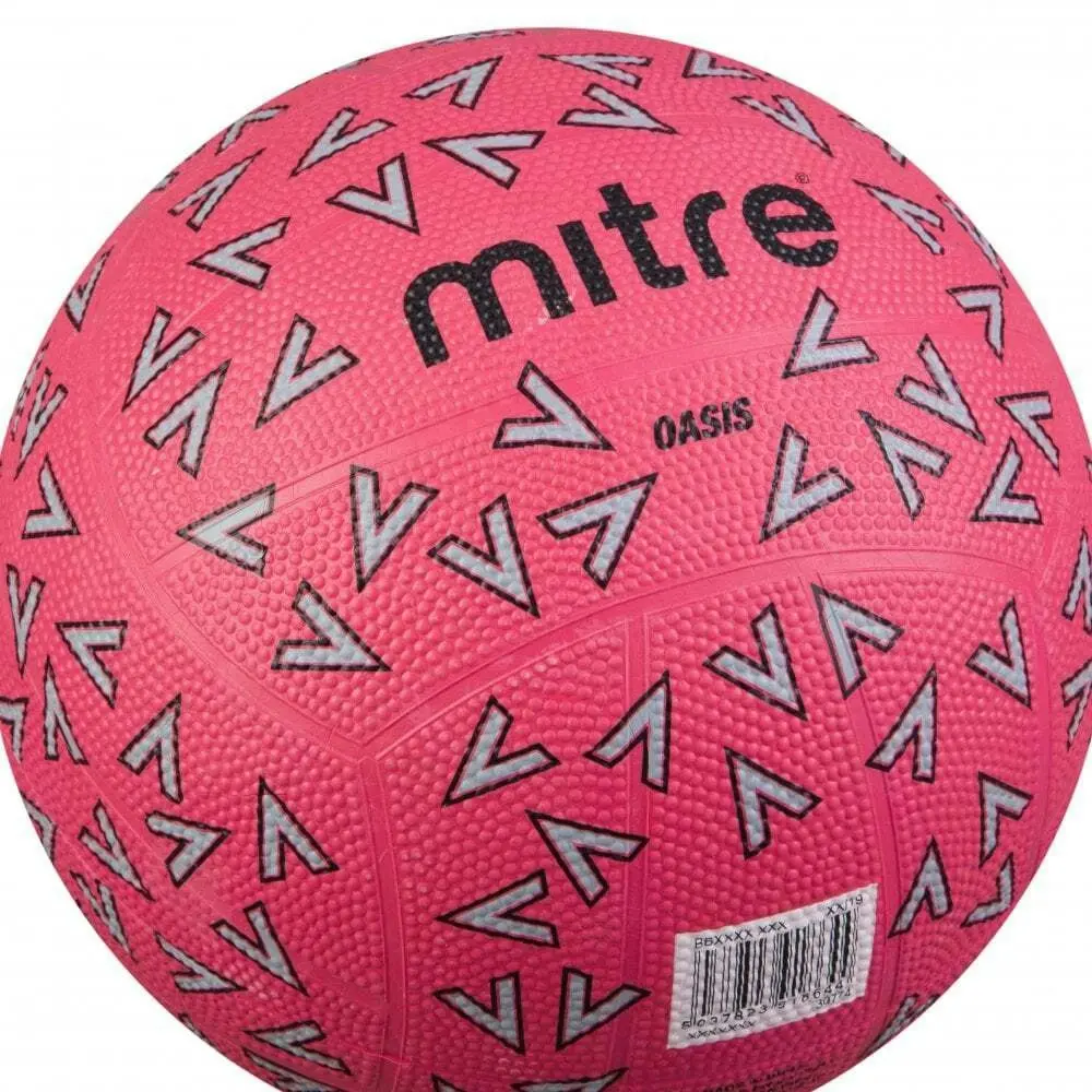 Mitre Oasis F18P Training Grade Moulded Netball Pink/Grey/Black Size 5