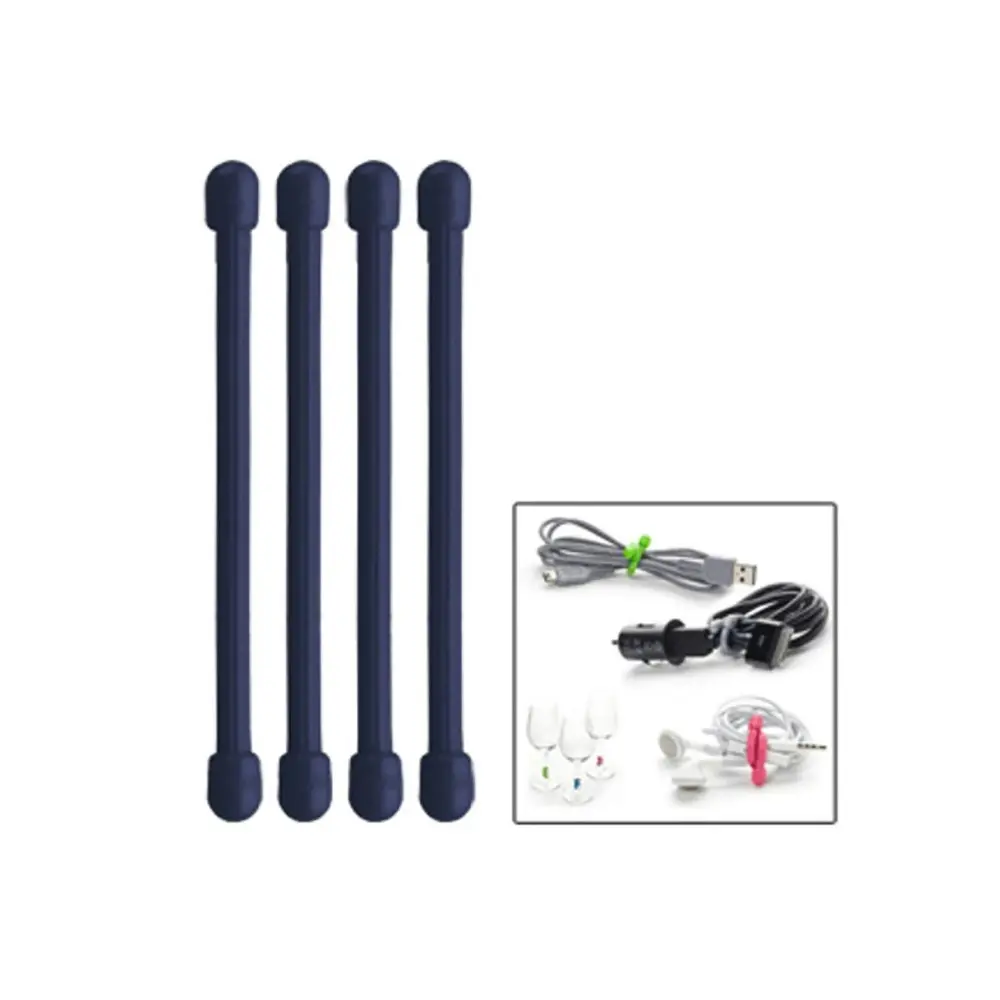 8pc Nite Ize 3in Rubber Gear Tie Reusable Wire Twist Cable Organiser Pack Navy