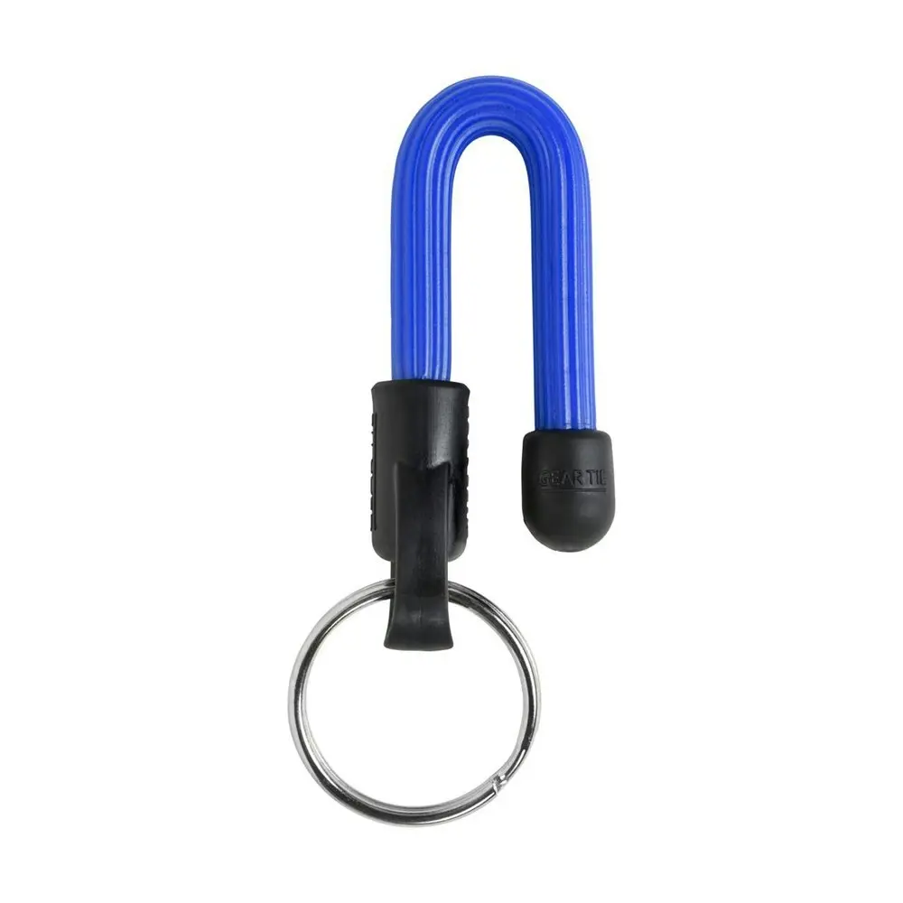 2x Nite Ize 14cm Reusable Rubber Twist Gear Tie Keyring Hanging Key Holder Blue