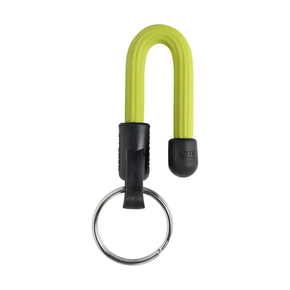 2x Nite Ize 14cm Reusable Rubber Twist Gear Tie Keyring Hang Key Holder Neon YEL