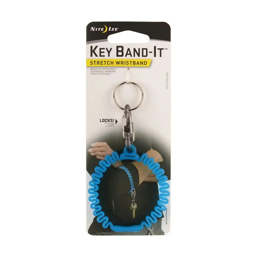 2x Nite Ize Key Band-It Stretch Wristband Keyholder Armband w/S-Biner Blue 6.5cm