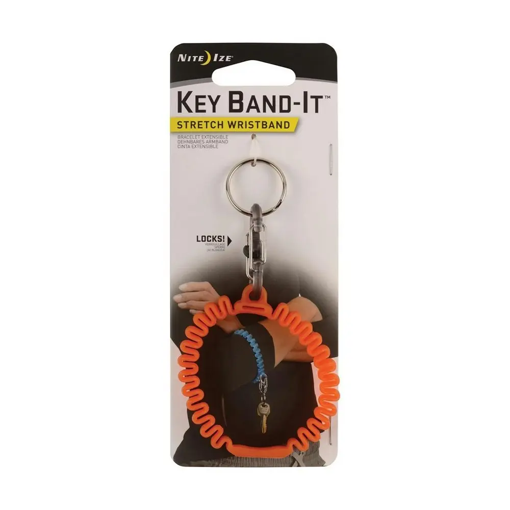 2x Nite Ize Key Band-It Stretch Wristband Keyholder w/S-Biner Orange 6.5cm