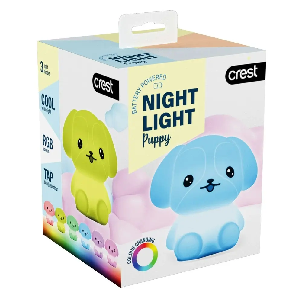 Crest Kids Rechargeable Silicone Puppy Night Light Colour Changing Lamp White